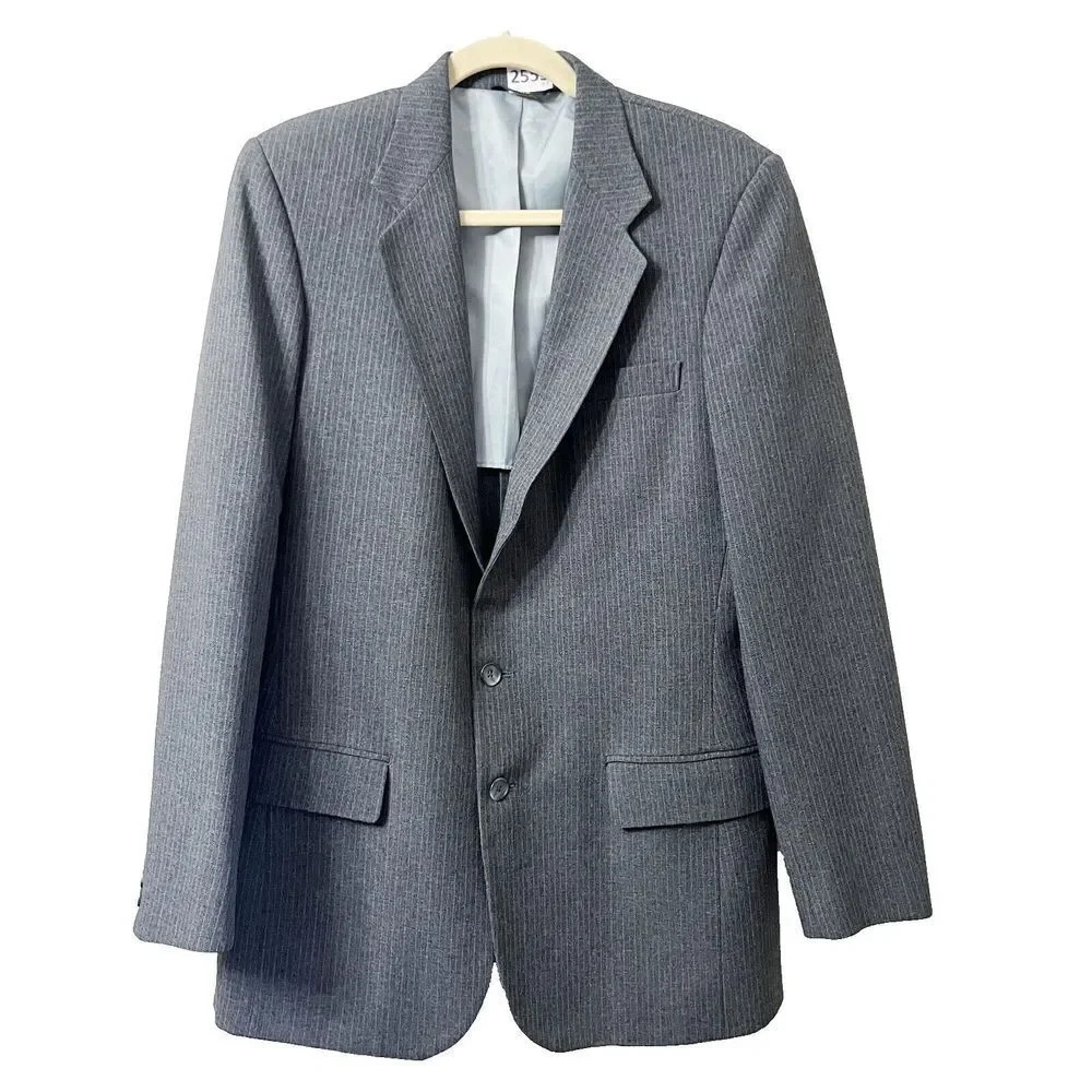Vtg Haggar Men Gray Blazer 40L Magic Stretch Pockets Single Breast Sport Coat